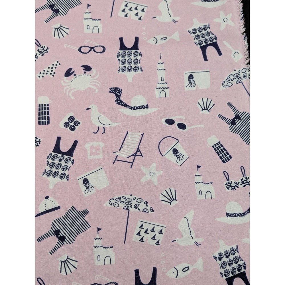 4.5 Yard Lot Super Snuggle Flannel Pink Swimsuits Beach Print Cotton Material 42